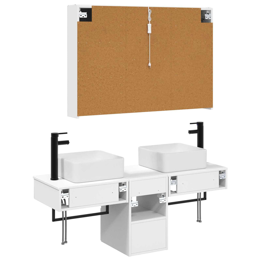 Badeværelsesskabsæt 4 pcs Hvid 103,5 x 15,5 x 70 cm
