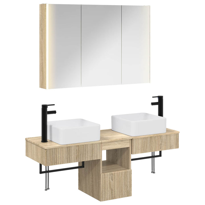 Badeværelsesskabsæt 4 pcs Sonoma-eg 103,5 x 15,5 x 70 cm