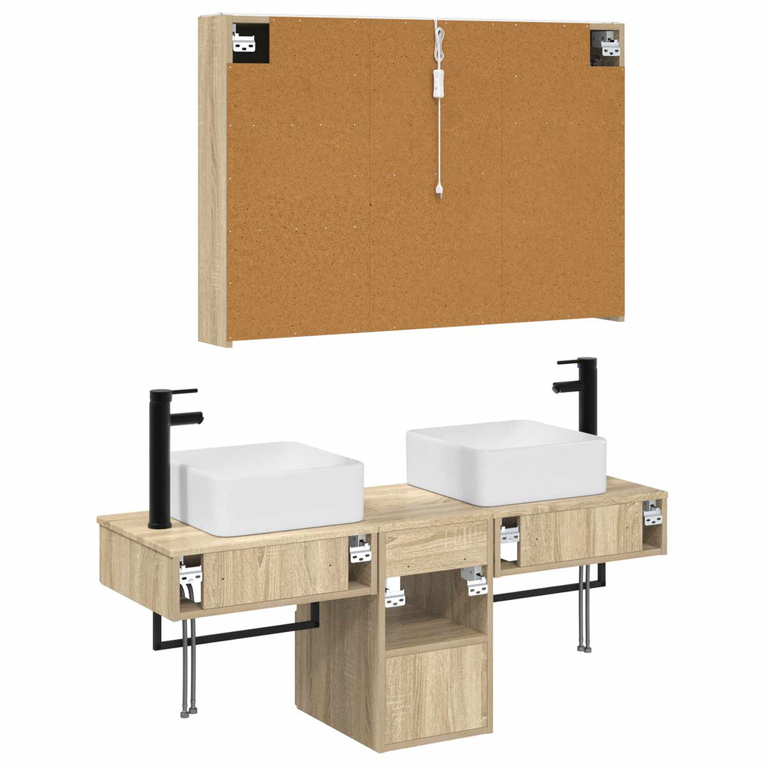 Badeværelsesskabsæt 4 pcs Sonoma-eg 103,5 x 15,5 x 70 cm