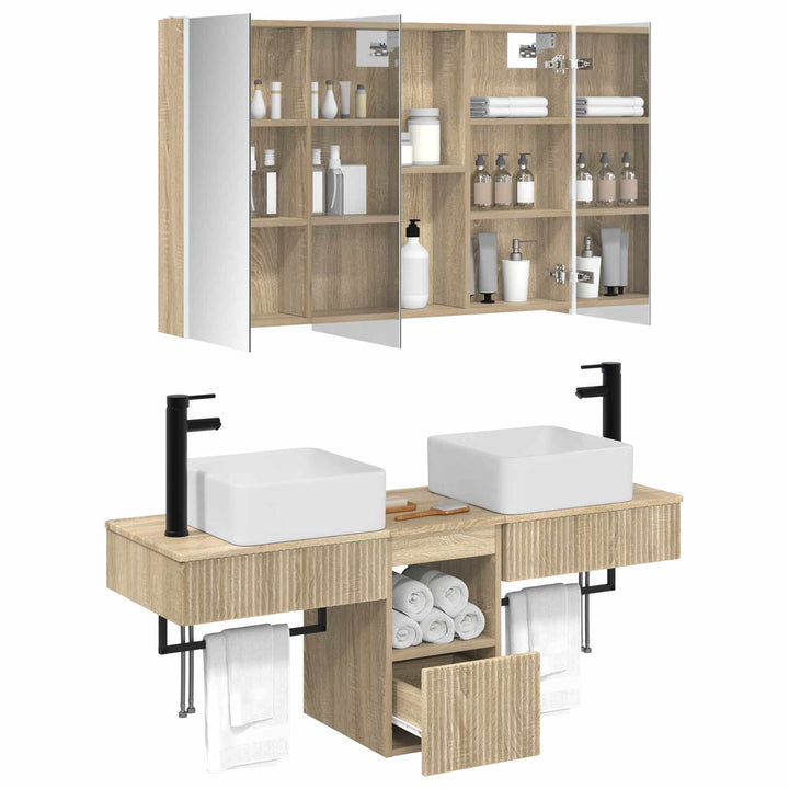 Badeværelsesskabsæt 4 pcs Sonoma-eg 103,5 x 15,5 x 70 cm