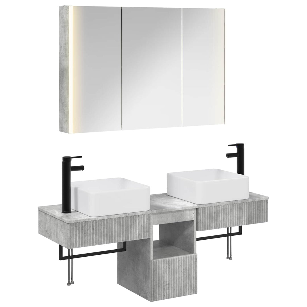 Badeværelsesskabsæt 4 pcs Betongrå 103,5 x 15,5 x 70 cm