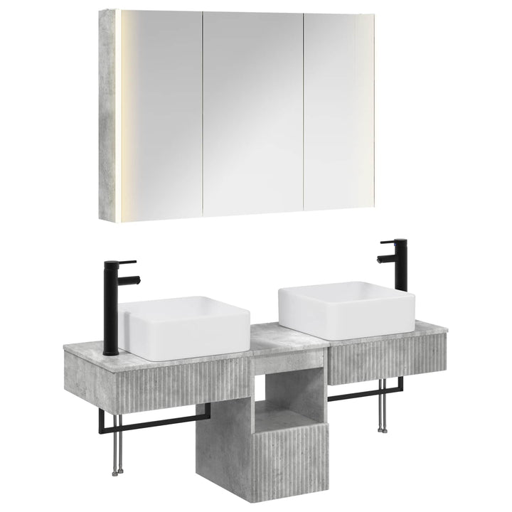 Badeværelsesskabsæt 4 pcs Betongrå 103,5 x 15,5 x 70 cm