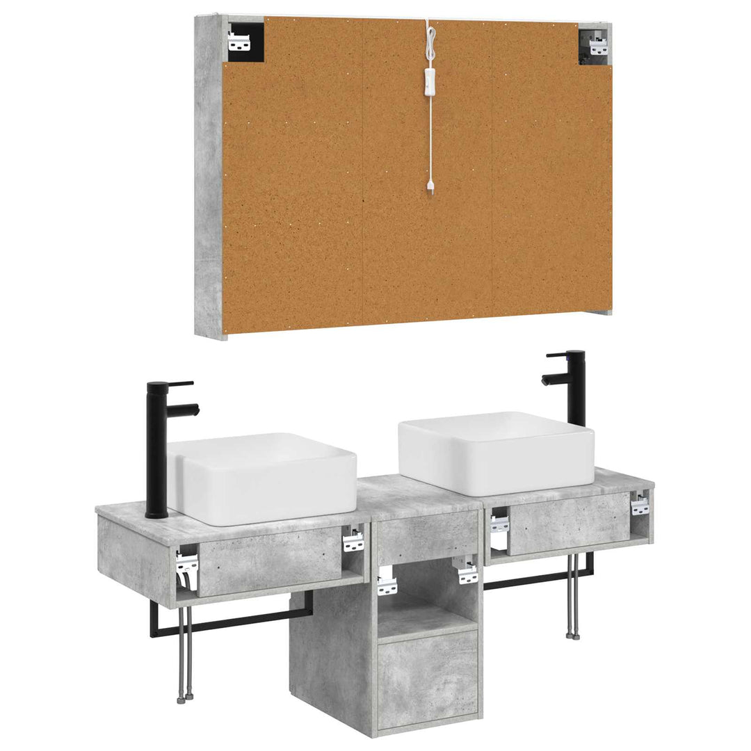 Badeværelsesskabsæt 4 pcs Betongrå 103,5 x 15,5 x 70 cm