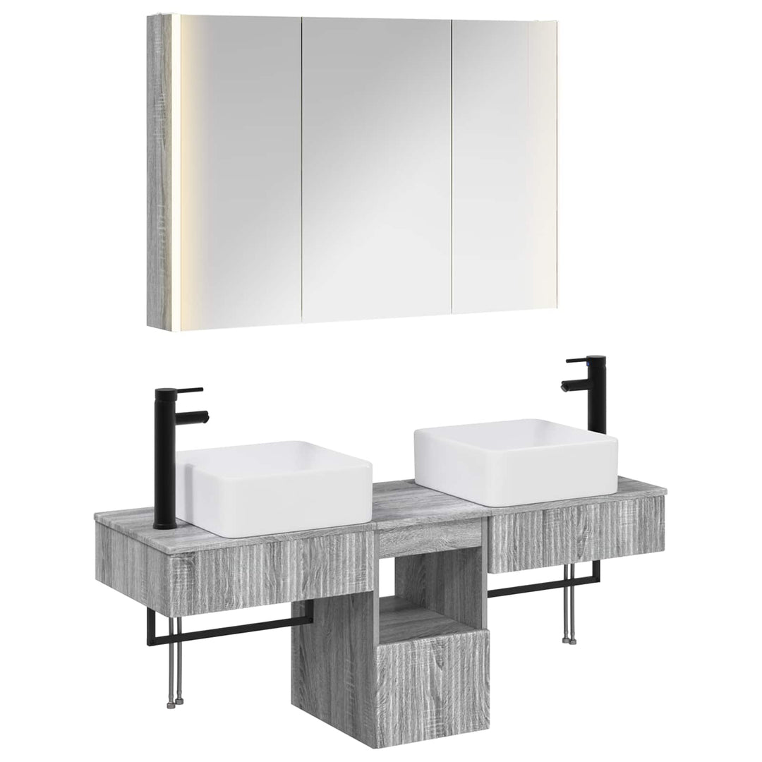 Badeværelsesskabsæt 4 pcs Grå Sonoma 103,5 x 15,5 x 70 cm