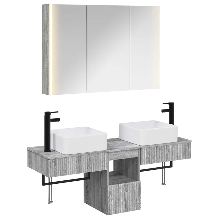 Badeværelsesskabsæt 4 pcs Grå Sonoma 103,5 x 15,5 x 70 cm