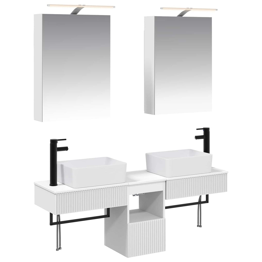 Badeværelsesskabsæt 5 pcs Hvid 50 x 14,5 x 70 cm