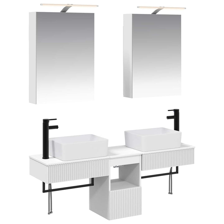 Badeværelsesskabsæt 5 pcs Hvid 50 x 14,5 x 70 cm