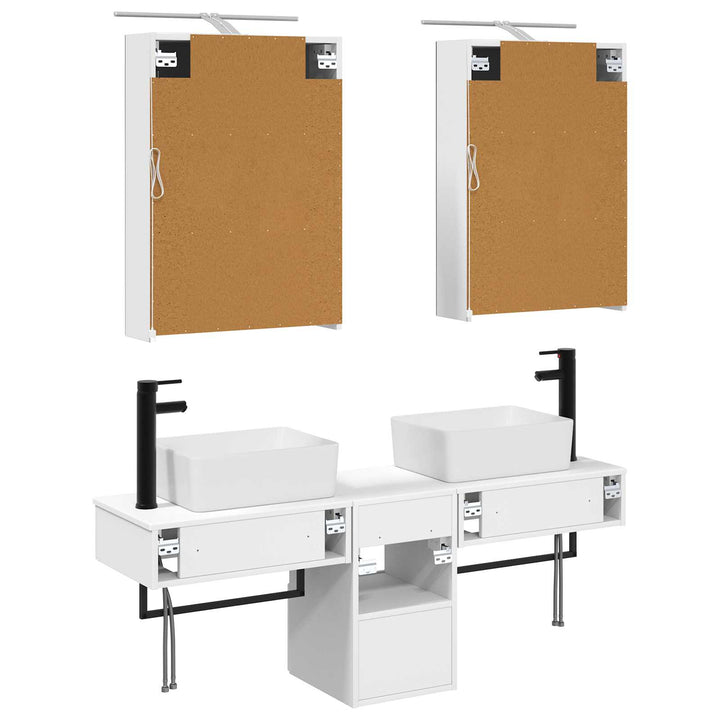 Badeværelsesskabsæt 5 pcs Hvid 50 x 14,5 x 70 cm