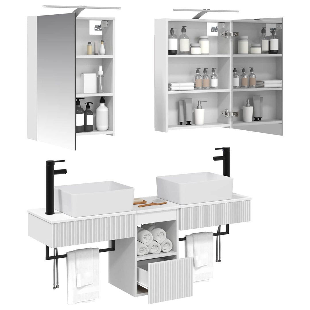 Badeværelsesskabsæt 5 pcs Hvid 50 x 14,5 x 70 cm