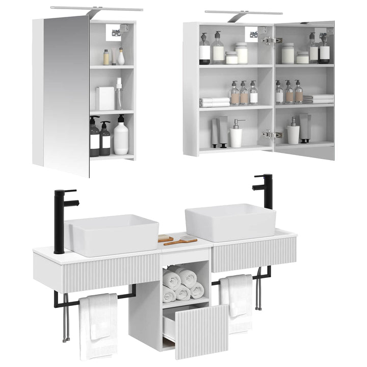 Badeværelsesskabsæt 5 pcs Hvid 50 x 14,5 x 70 cm