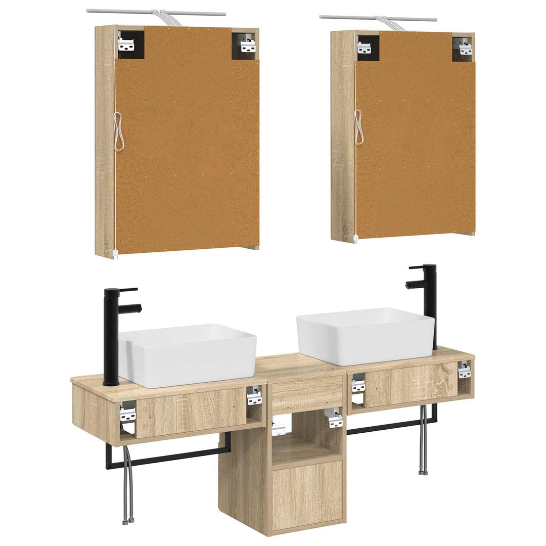Badeværelsesskabsæt 5 pcs Sonoma-eg 50 x 14,5 x 70 cm