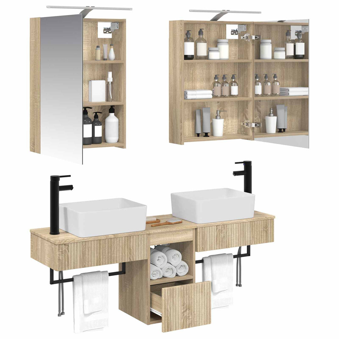 Badeværelsesskabsæt 5 pcs Sonoma-eg 50 x 14,5 x 70 cm