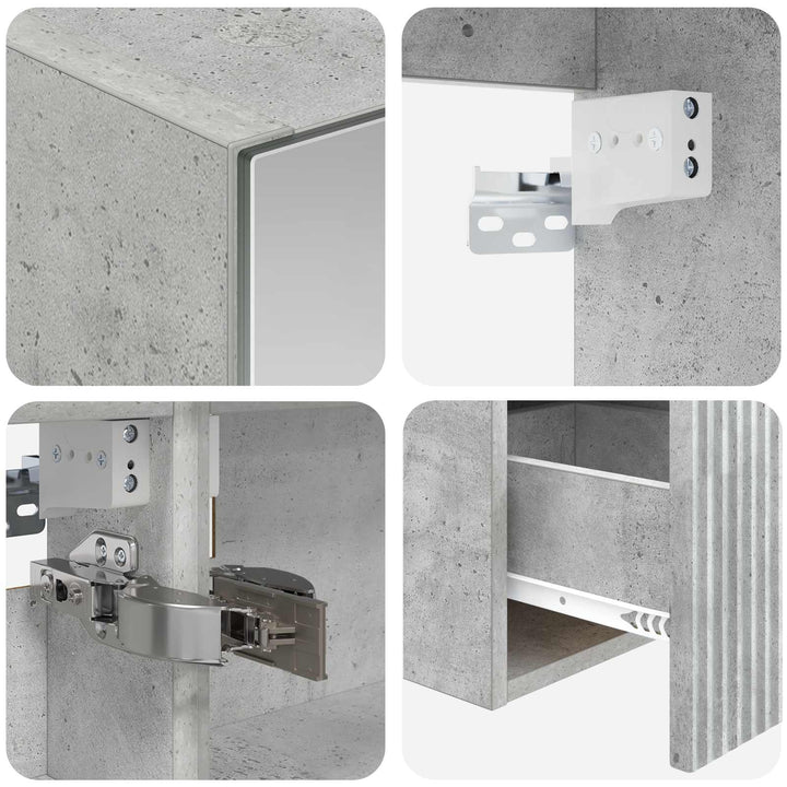 Badeværelsesskabsæt 5 pcs Betongrå 50 x 14,5 x 70 cm