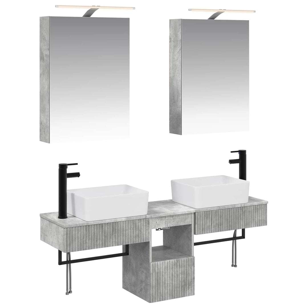 Badeværelsesskabsæt 5 pcs Betongrå 50 x 14,5 x 70 cm