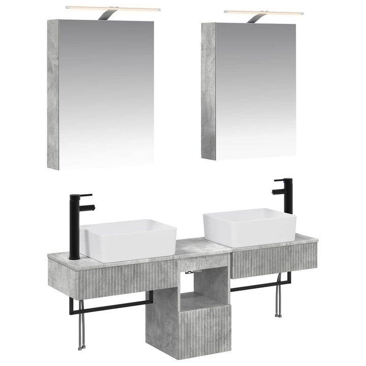 Badeværelsesskabsæt 5 pcs Betongrå 50 x 14,5 x 70 cm