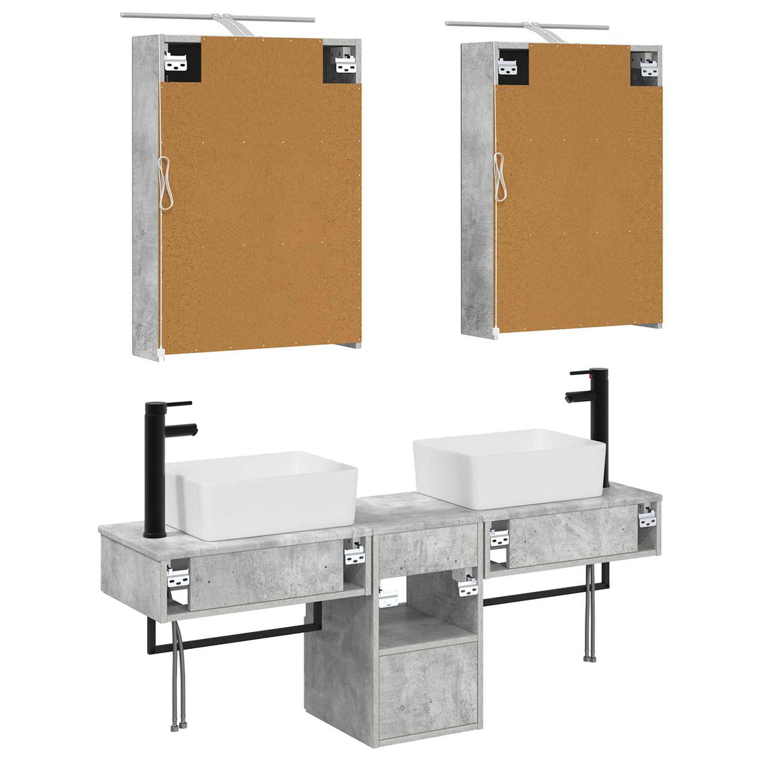 Badeværelsesskabsæt 5 pcs Betongrå 50 x 14,5 x 70 cm