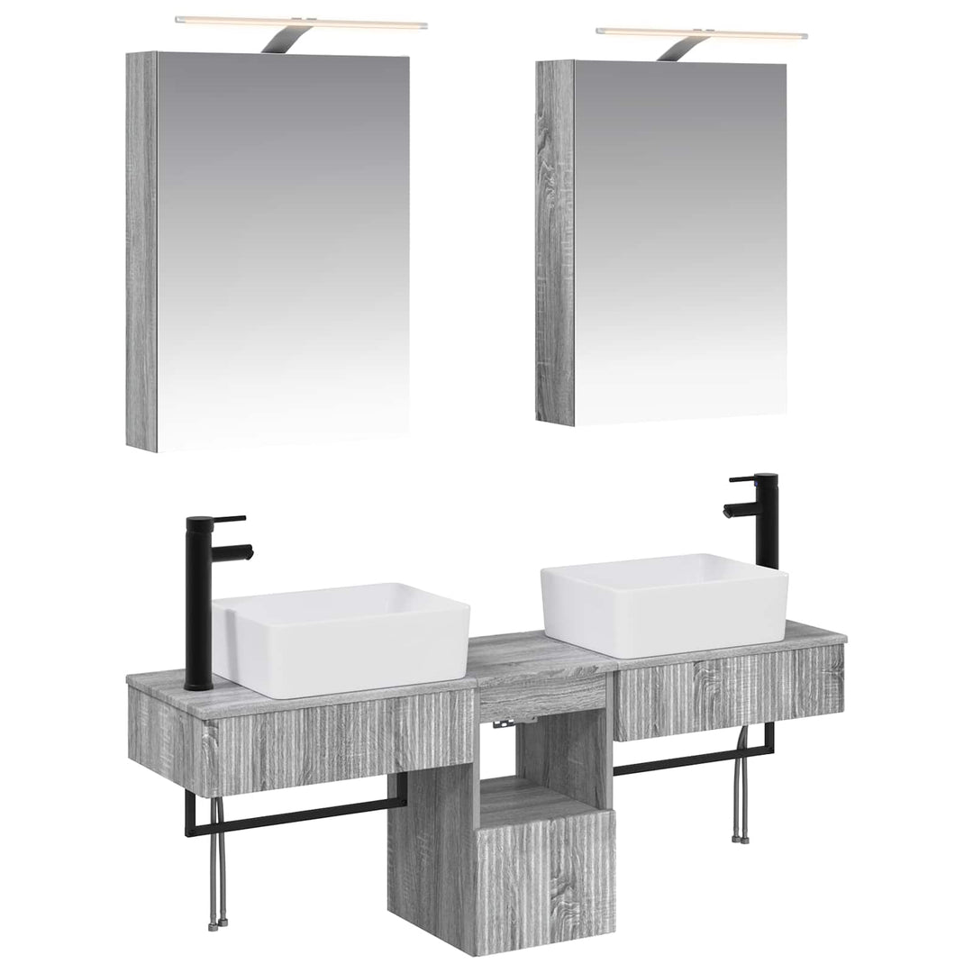 Badeværelsesskabsæt 5 pcs Grå Sonoma 50 x 14,5 x 70 cm