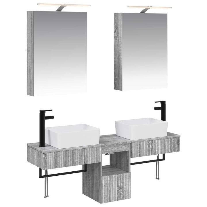 Badeværelsesskabsæt 5 pcs Grå Sonoma 50 x 14,5 x 70 cm