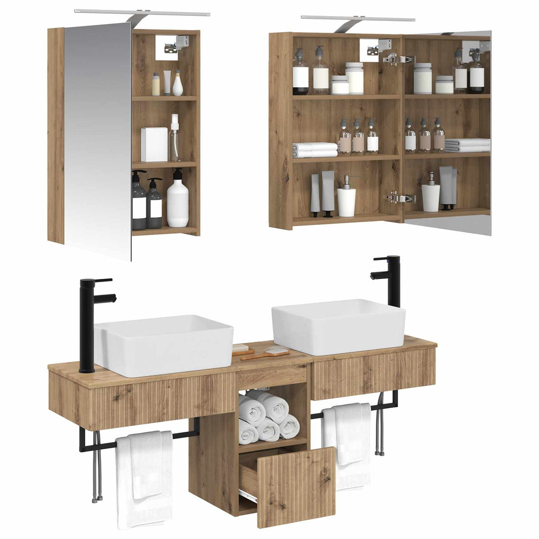 Badeværelsesskabsæt 5 pcs Artisan-eg 50 x 14,5 x 70 cm