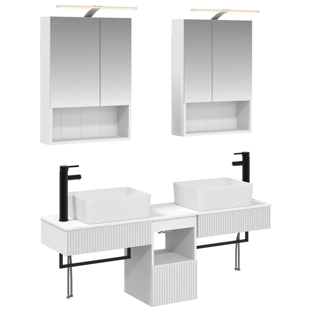 Badeværelsesskabsæt 5 pcs Hvid 50 x 14,5 x 70 cm