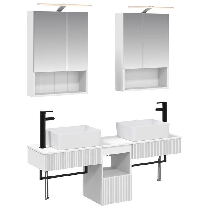 Badeværelsesskabsæt 5 pcs Hvid 50 x 14,5 x 70 cm
