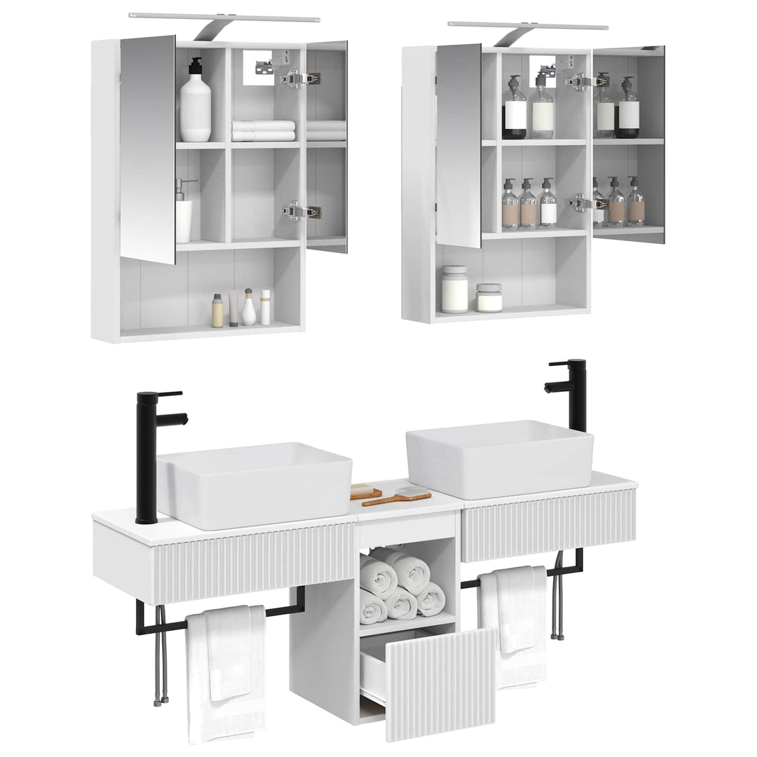 Badeværelsesskabsæt 5 pcs Hvid 50 x 14,5 x 70 cm