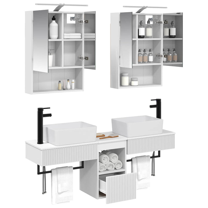Badeværelsesskabsæt 5 pcs Hvid 50 x 14,5 x 70 cm