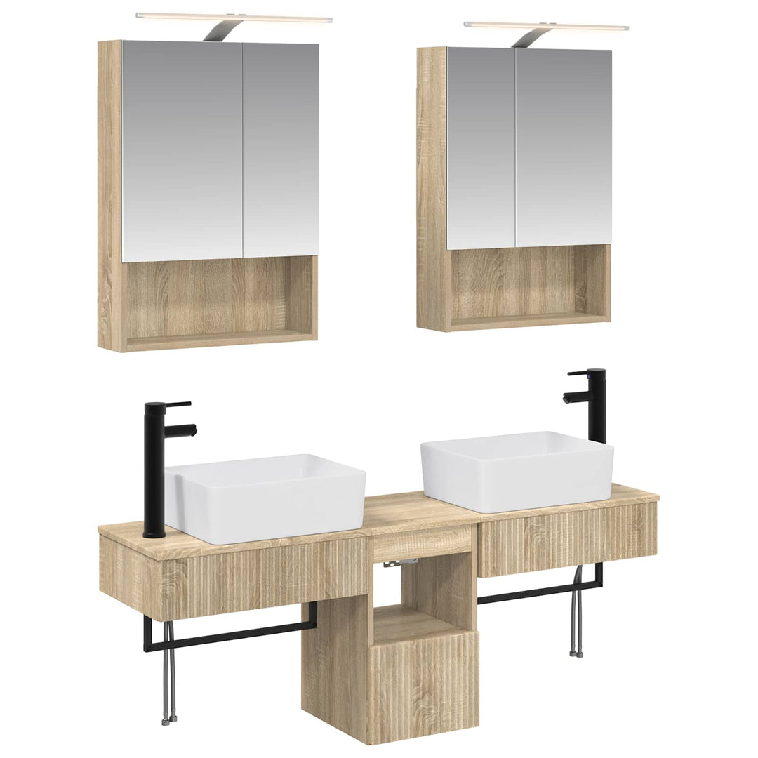Badeværelsesskabsæt 5 pcs Sonoma-eg 50 x 14,5 x 70 cm