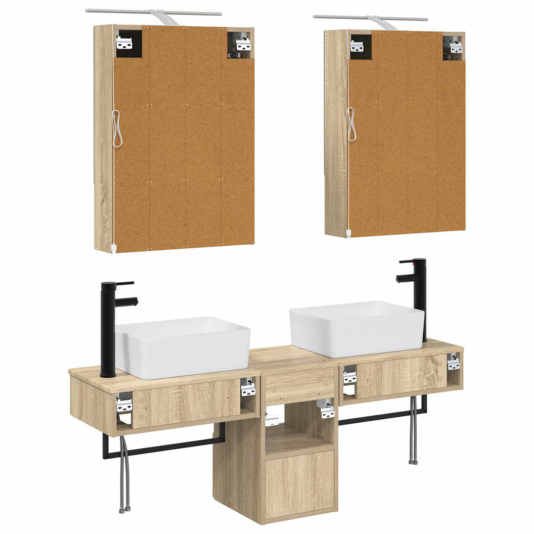 Badeværelsesskabsæt 5 pcs Sonoma-eg 50 x 14,5 x 70 cm