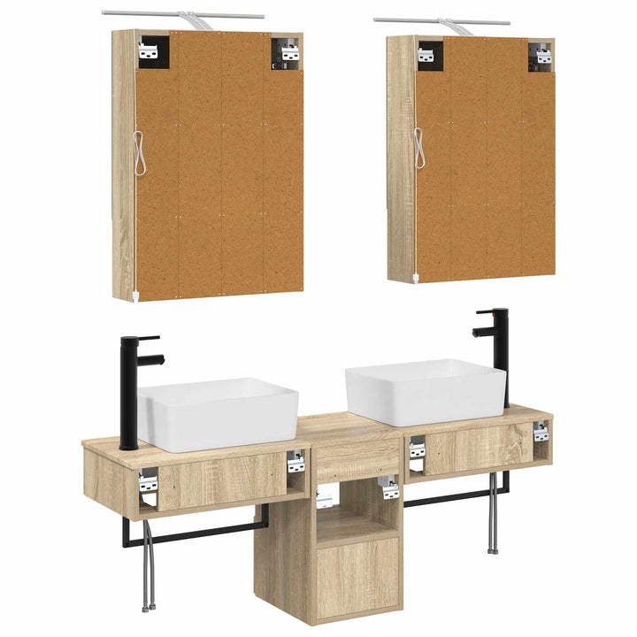 Badeværelsesskabsæt 5 pcs Sonoma-eg 50 x 14,5 x 70 cm