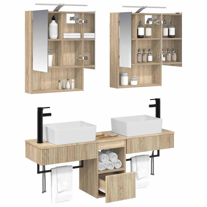 Badeværelsesskabsæt 5 pcs Sonoma-eg 50 x 14,5 x 70 cm