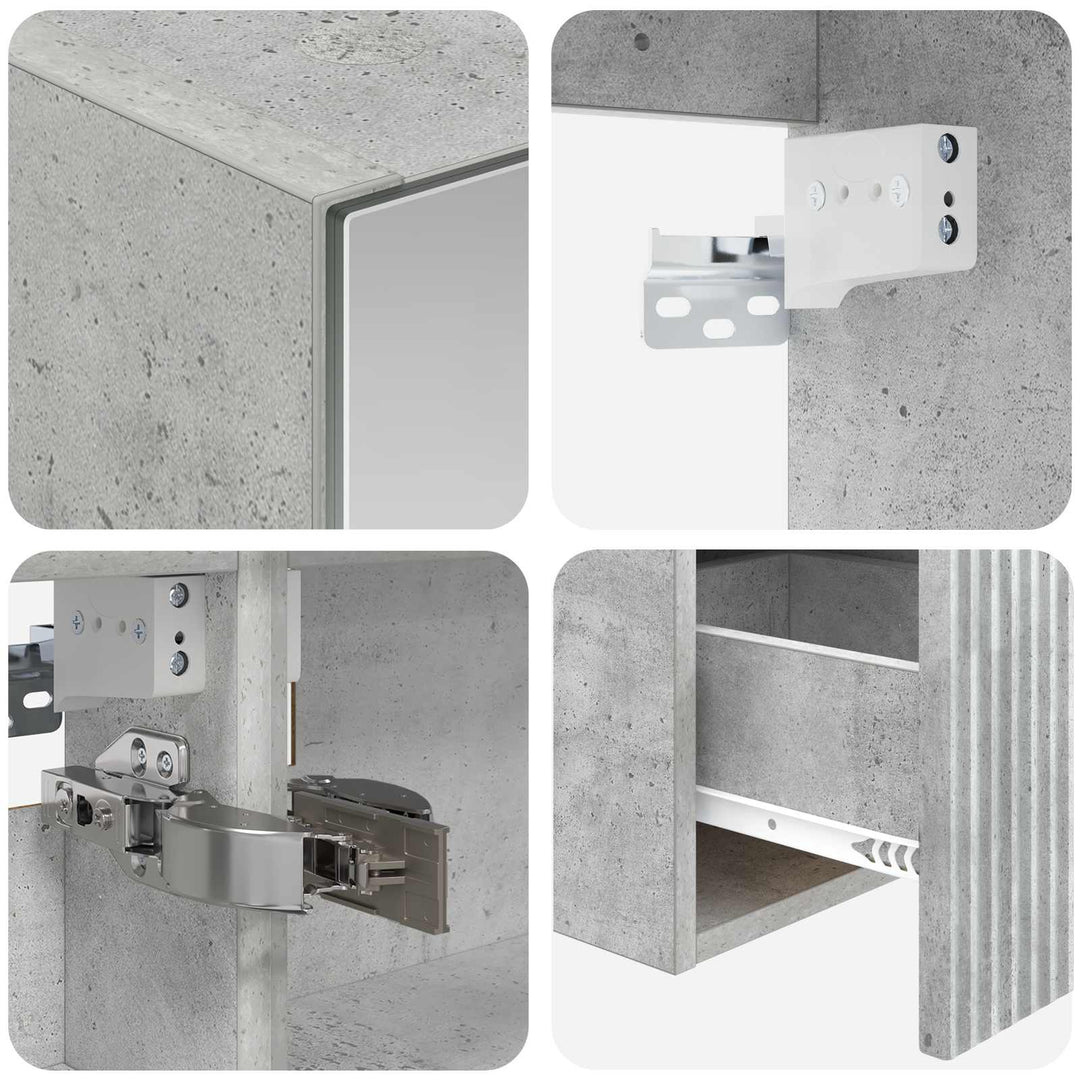 Badeværelsesskabsæt 5 pcs Betongrå 50 x 14,5 x 70 cm