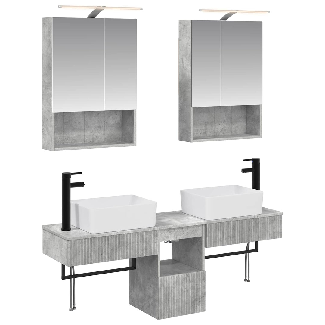 Badeværelsesskabsæt 5 pcs Betongrå 50 x 14,5 x 70 cm