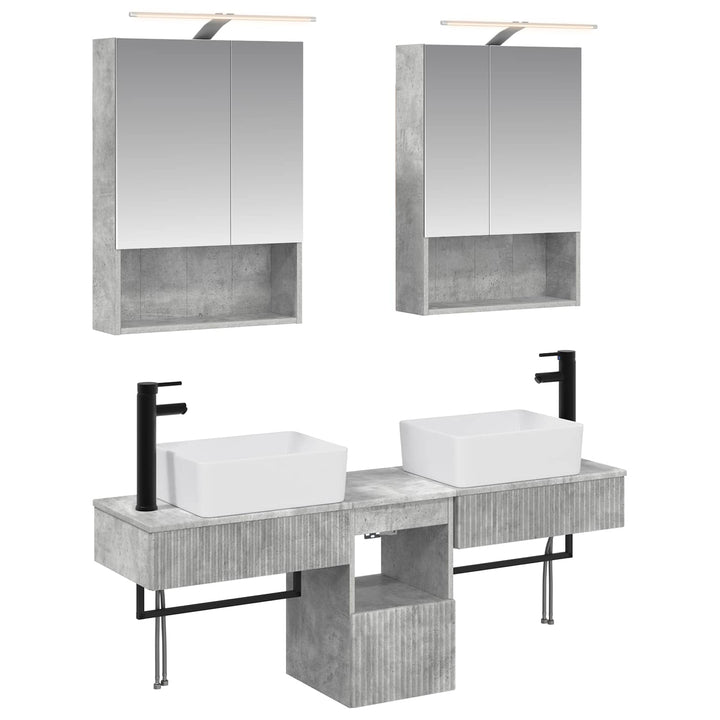 Badeværelsesskabsæt 5 pcs Betongrå 50 x 14,5 x 70 cm