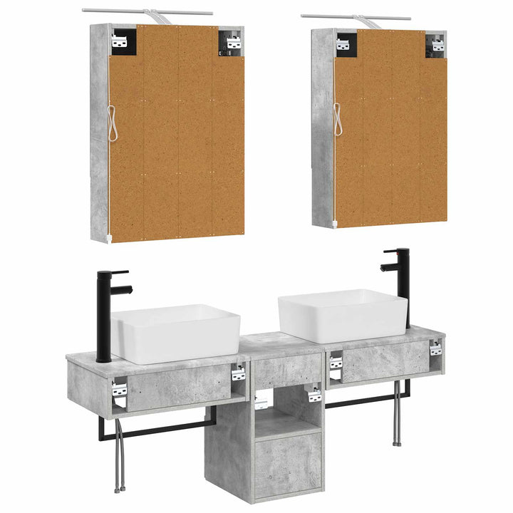 Badeværelsesskabsæt 5 pcs Betongrå 50 x 14,5 x 70 cm