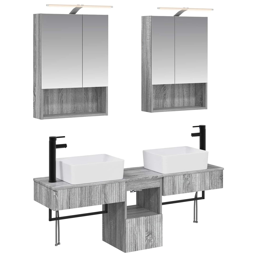 Badeværelsesskabsæt 5 pcs Grå Sonoma 50 x 14,5 x 70 cm