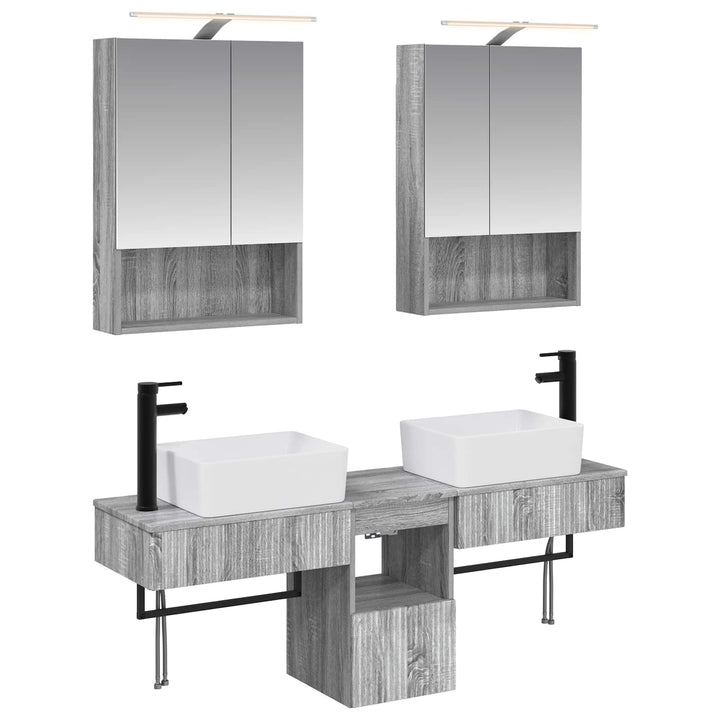 Badeværelsesskabsæt 5 pcs Grå Sonoma 50 x 14,5 x 70 cm