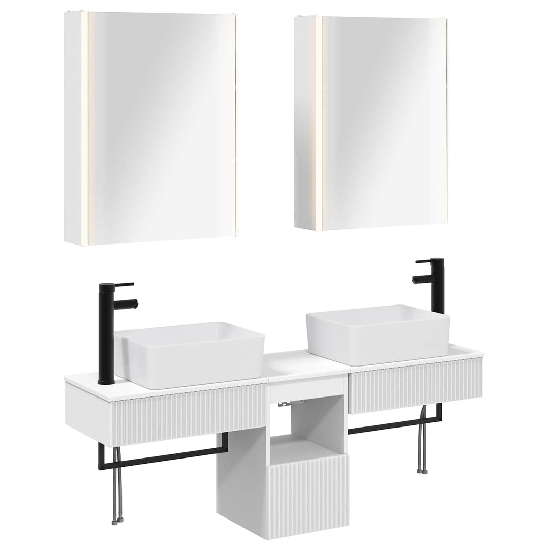 Badeværelsesskabsæt 5 pcs Hvid 53 x 15,5 x 70 cm