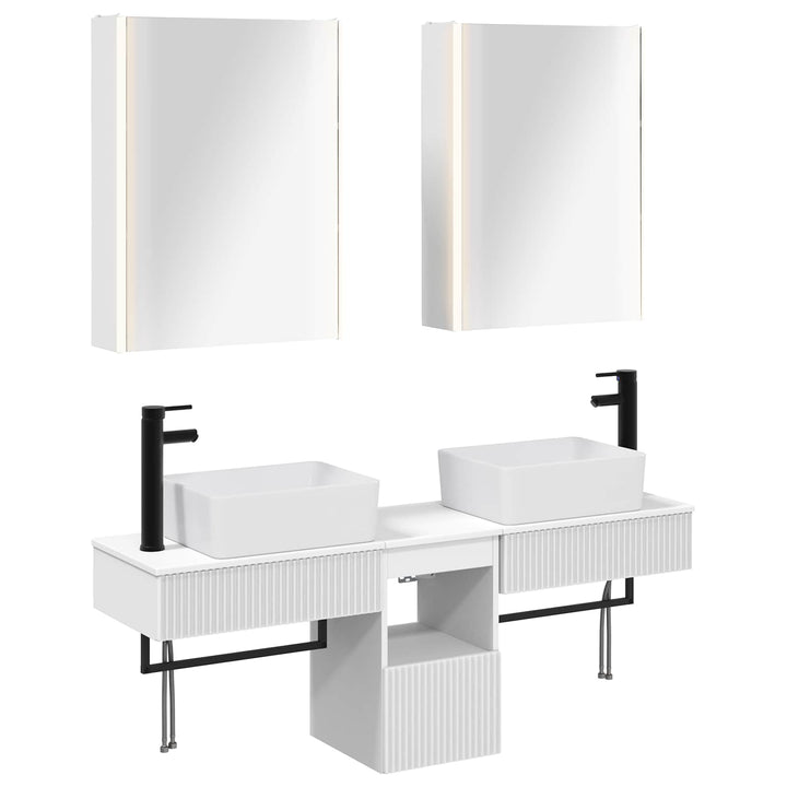 Badeværelsesskabsæt 5 pcs Hvid 53 x 15,5 x 70 cm