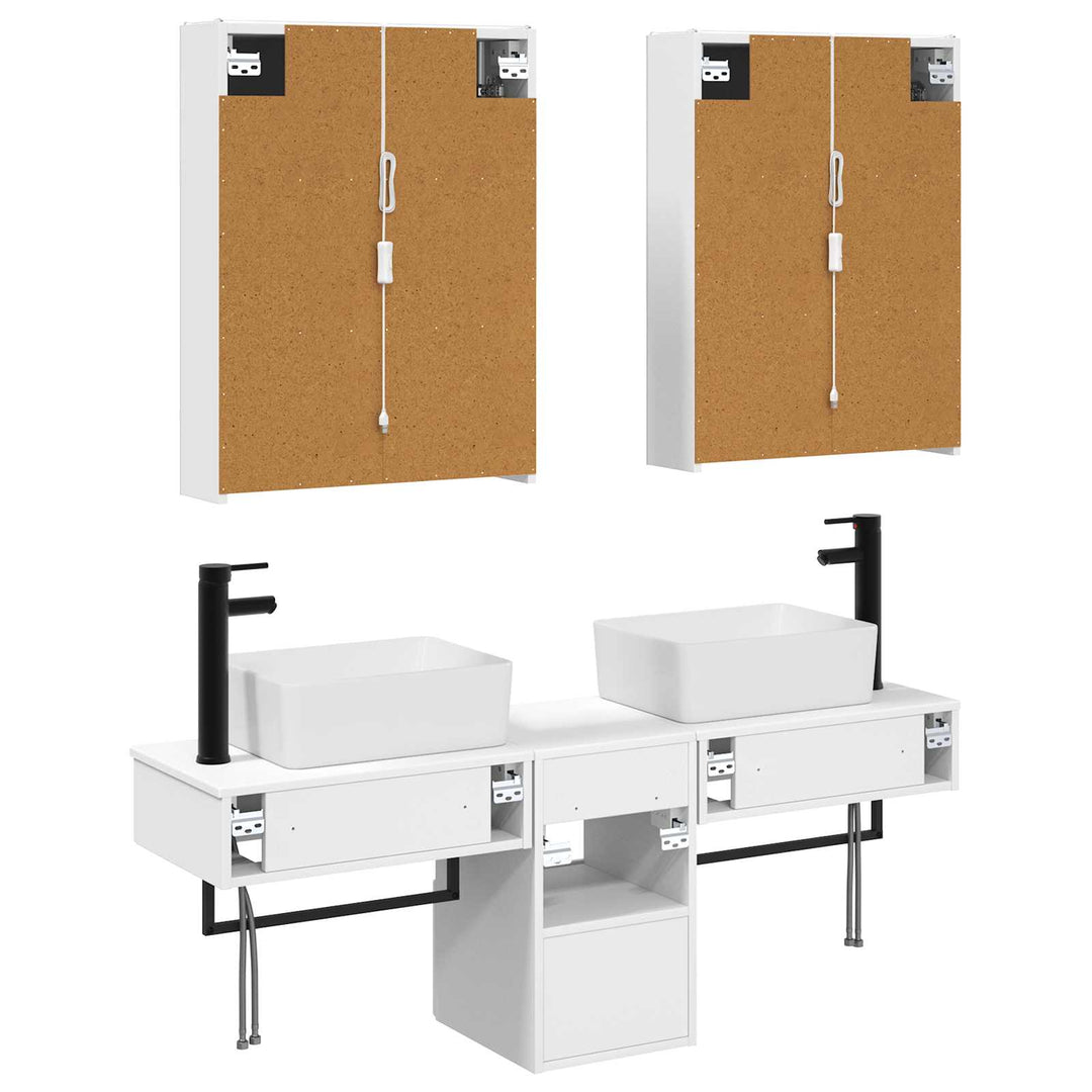 Badeværelsesskabsæt 5 pcs Hvid 53 x 15,5 x 70 cm