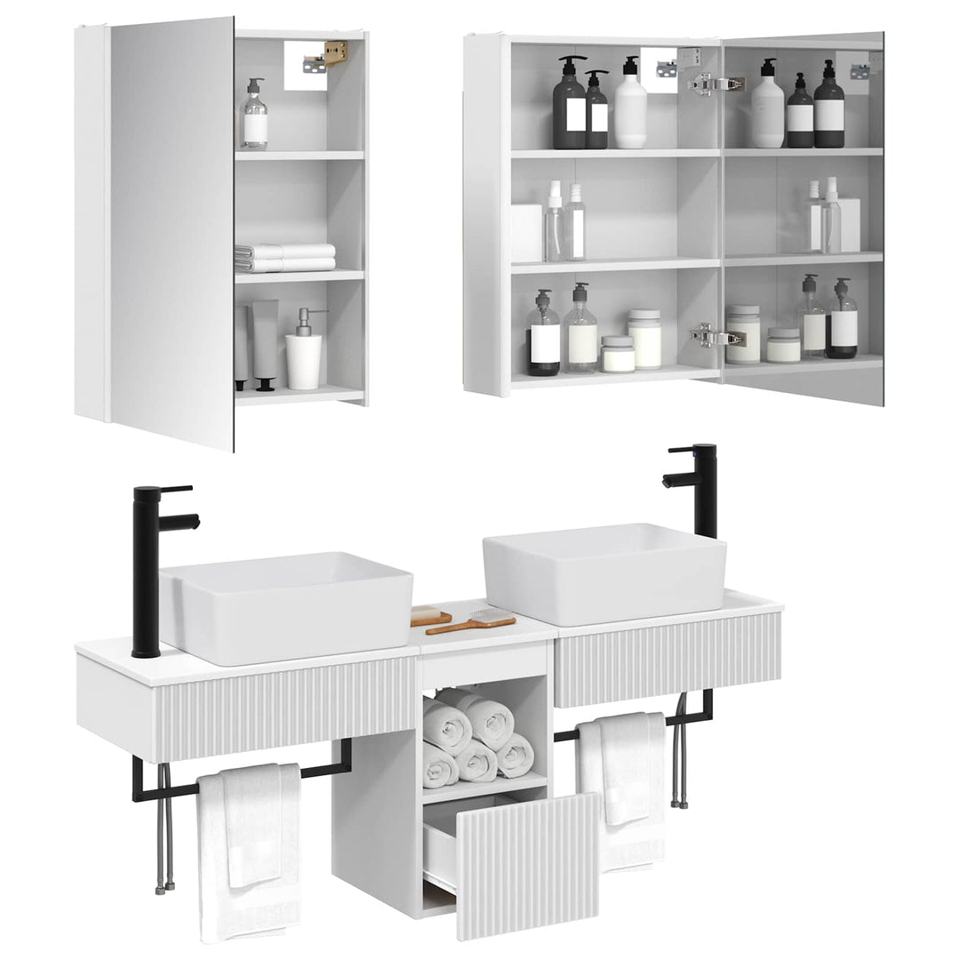 Badeværelsesskabsæt 5 pcs Hvid 53 x 15,5 x 70 cm