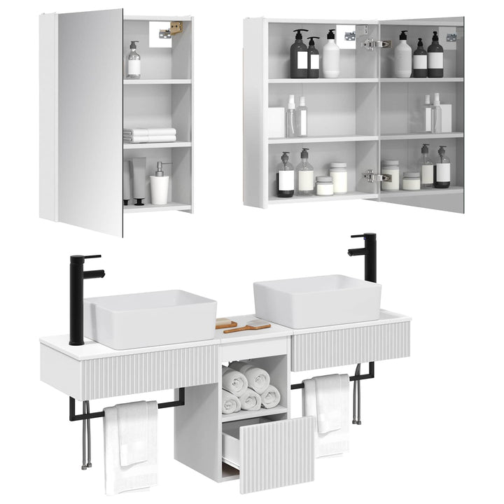 Badeværelsesskabsæt 5 pcs Hvid 53 x 15,5 x 70 cm