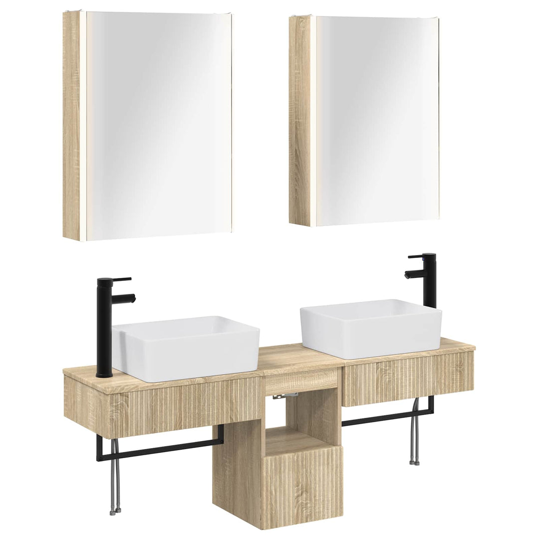 Badeværelsesskabsæt 5 pcs Sonoma-eg 53 x 15,5 x 70 cm