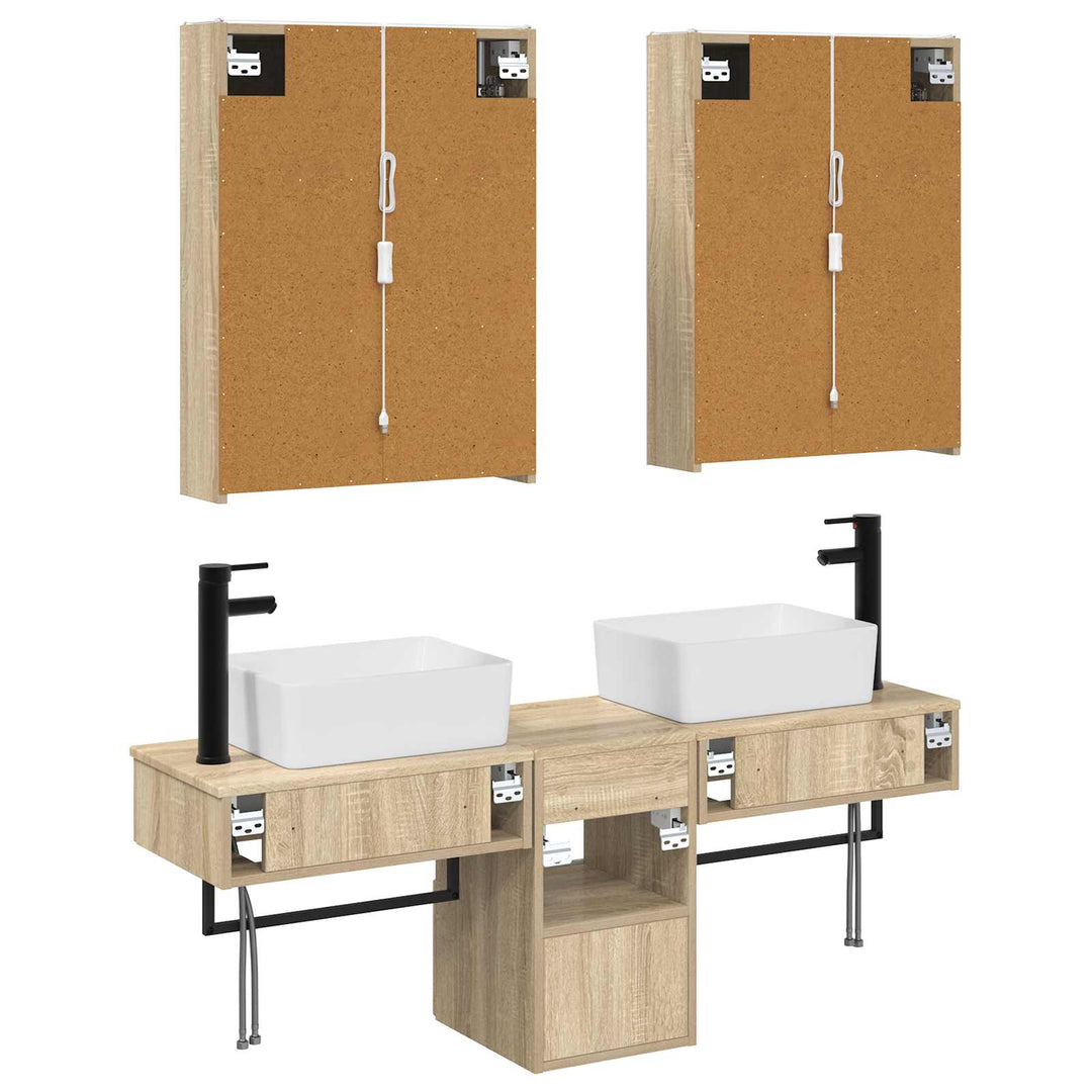 Badeværelsesskabsæt 5 pcs Sonoma-eg 53 x 15,5 x 70 cm