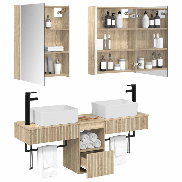Badeværelsesskabsæt 5 pcs Sonoma-eg 53 x 15,5 x 70 cm