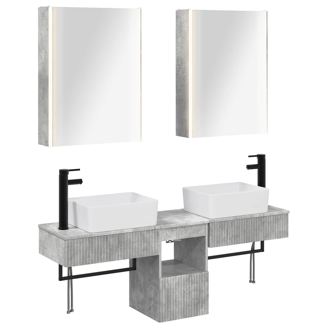 Badeværelsesskabsæt 5 pcs Betongrå 53 x 15,5 x 70 cm