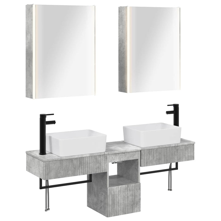 Badeværelsesskabsæt 5 pcs Betongrå 53 x 15,5 x 70 cm