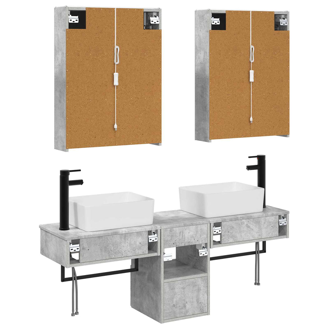 Badeværelsesskabsæt 5 pcs Betongrå 53 x 15,5 x 70 cm