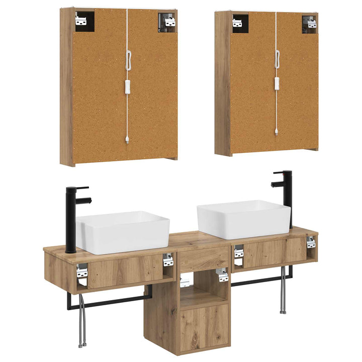Badeværelsesskabsæt 5 pcs Artisan-eg 53 x 15,5 x 70 cm