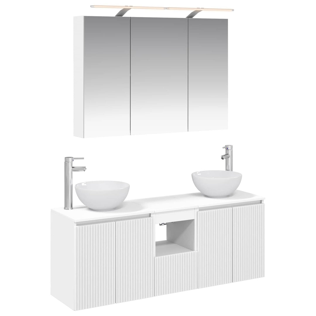 Badeværelsesskabsæt 4 pcs Hvid 100 x 14,5 x 70 cm